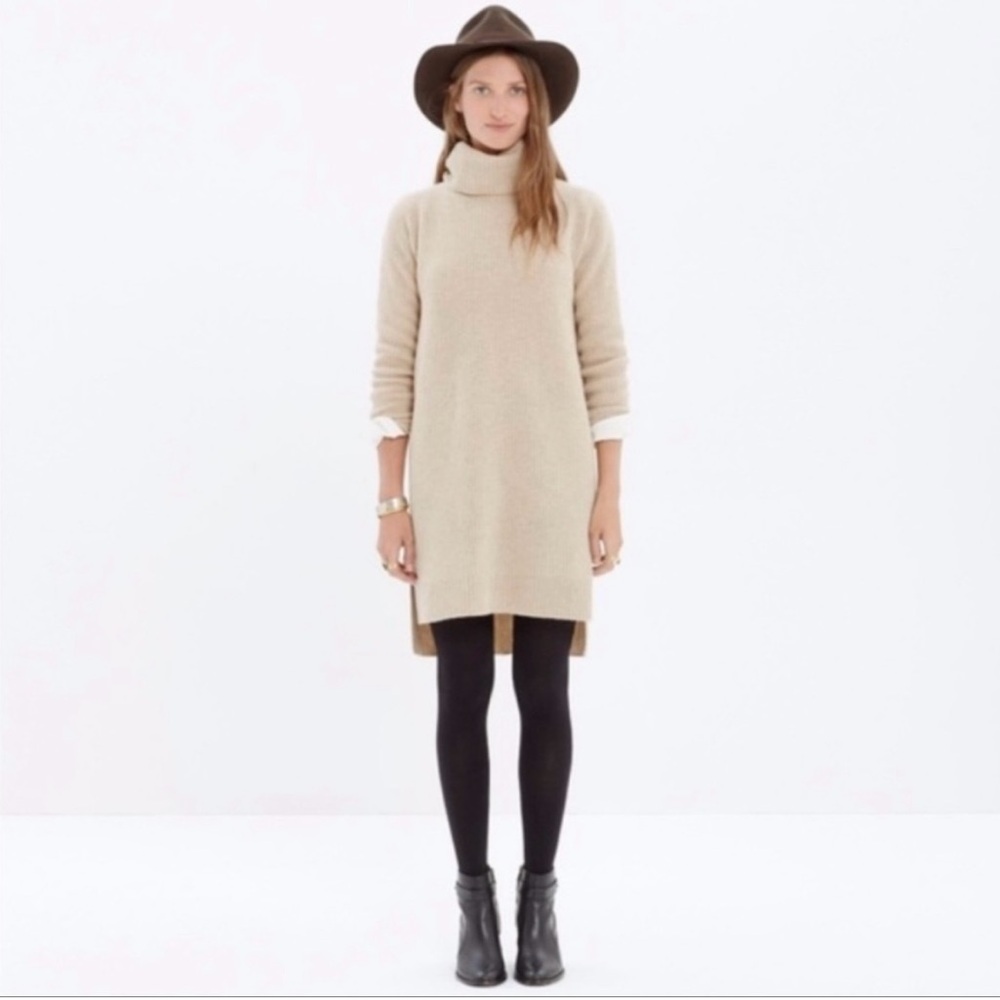 Madewell Cream Turtleneck Sweater Dress